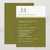Invitation verte à l'olive de Bar Mitzvah Torah (Devant / Derrière)