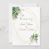 Invitation Verte avant et arrière Feuille Tropical Gold Géomé (Devant)