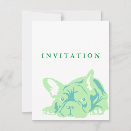 Invitation Verte Bulldog Français (Devant)