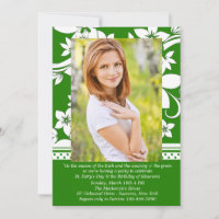 Invitation verte d'anniversaire de photo de distin