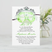 Invitation verte d'anniversaire de Quinceanera de (Debout devant)