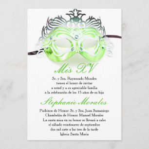 Invitation verte d'anniversaire de Quinceanera de