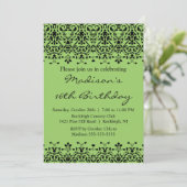 Invitation verte d'anniversaire de sweet sixteen (Debout devant)