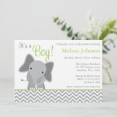 Invitation verte de baby shower de Chevron (Debout devant)