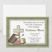 Invitation verte de communion (Devant / Derrière)