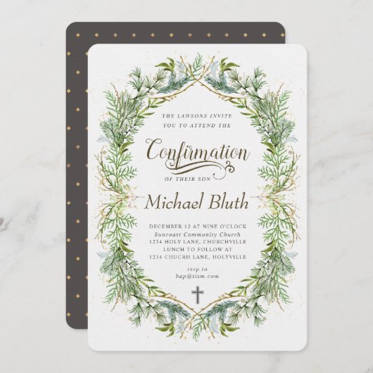 Invitation verte de confirmation de feuillage (Devant / Derrière)