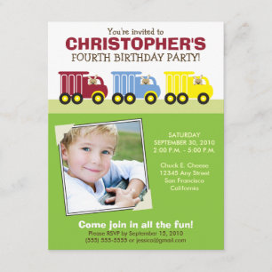 Invitation verte de fête d'anniversaire du garçon