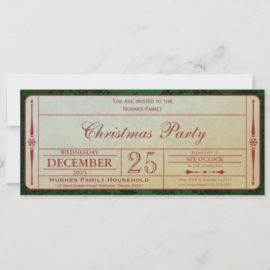 Invitation verte de fête de Noël (Devant)