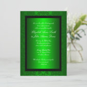 Invitation verte de mariage damassé d'aluminium (Debout devant)
