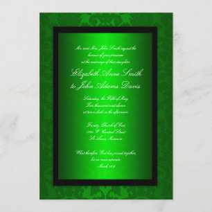 Invitation verte de mariage damassé d'aluminium