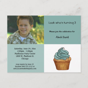Invitation verte de menthe d'anniversaire de photo