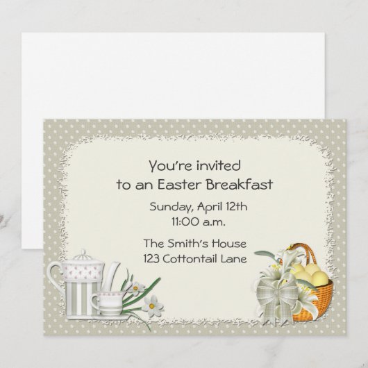 Invitation verte de Pâques Sage (Devant / Derrière)