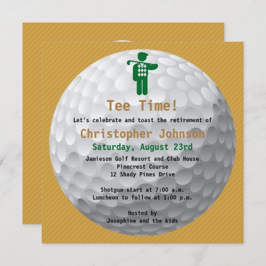 Invitation verte de partie de retraite de golf de (Devant / Derrière)