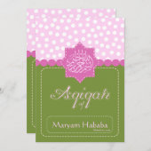 Invitation verte de point de polka de bébé (Devant / Derrière)