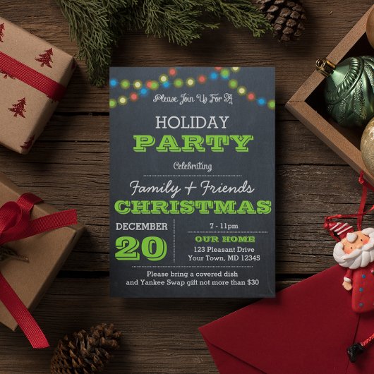 Invitation verte de vacances de lumières multi de