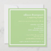 Invitation verte douce de baby shower de triplets (Dos)