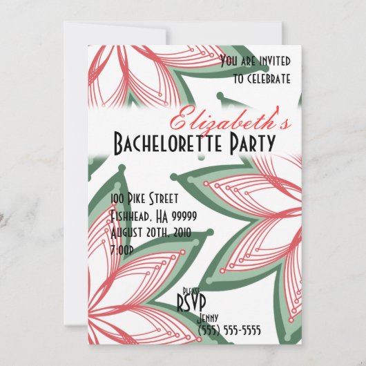 Invitation verte du Flowers Bachelorette Party (Devant)