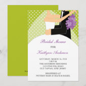 Invitation verte et blanche de Fête de la mariée (Devant / Derrière)
