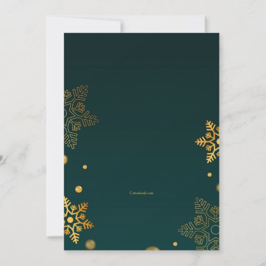 Invitation verte et or de Noël (Dos)