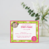 Invitation verte et rose 4,2 de fille de singe (Debout devant)