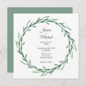 Invitation Verte Feuille d'aquarelle (Devant / Derrière)