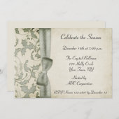 Invitation verte Holly Swirls Bow Sage (Devant / Derrière)