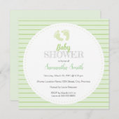 Invitation verte neutre de ı de baby shower de (Devant / Derrière)