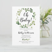 invitation verte oh baby shower (Debout devant)