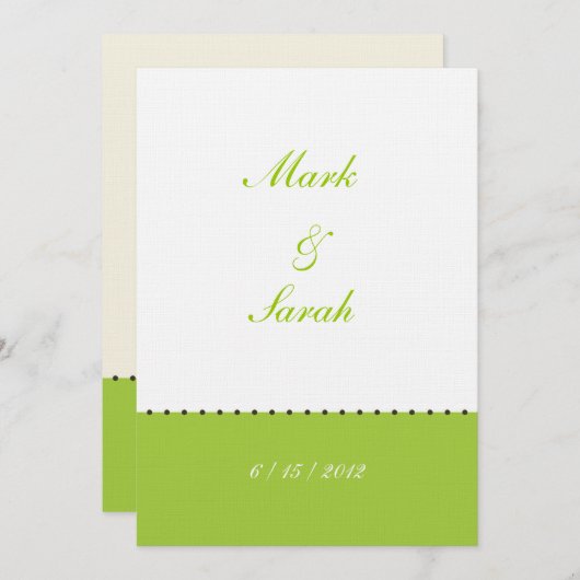 Invitation verte perlée de frontière (Devant / Derrière)