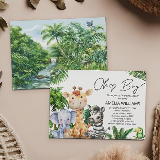 Invitation verte pour Baby Shower sur le thème de