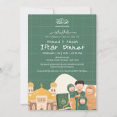 Invitation verte pour Iftar de Ramadan avec Mosqué (Devant)