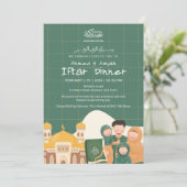 Invitation verte pour Iftar de Ramadan avec Mosqué (Debout devant)