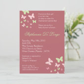 invitation verte rose de baby shower du papillon (Debout devant)