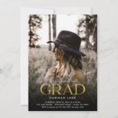 Invitation Vertical 3 Photo Gold Foil Grad Photo Graduation (Devant)
