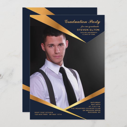 Invitation verticale de photo de cadre abstrait (Devant / Derrière)