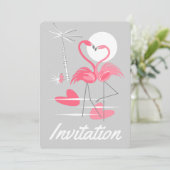Invitation verticale Flamants Roses (Debout devant)