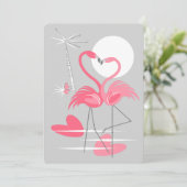 Invitation verticale pour l'amour des flamants ros (Debout devant)