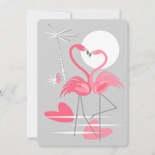 Invitation verticale pour l'amour des flamants ros