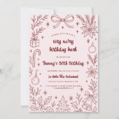 Invitation Very Merry Birthday Bash | Christmas Party (Devant)