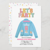 Invitation Veste en jean Preppy Patch 6E Anniversaire (Devant / Derrière)