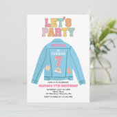 Invitation Veste en jean Preppy Patch 7e anniversaire (Debout devant)