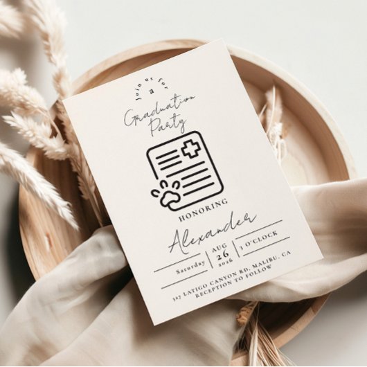 Invitation Vet Med Paw Syringe Graduation Party