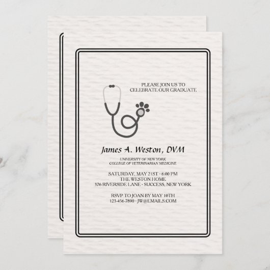 Invitation Vet Stethoscope (Devant / Derrière)