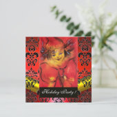 Invitation VÊTEMENT AVEC BOW ROUGE OR NOIR DAMASK MONOGRAM Ru (Debout devant)