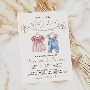 Invitation Vêtements bébé boho révélation du sexe