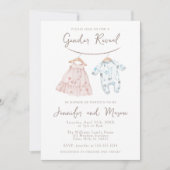 Invitation Vêtements Bébé rose Bleu Boho Révélation de genre (Devant)