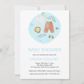 Invitation Vêtements Bébés Bleu Baby shower simple (Devant)