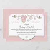 Invitation Vêtements Bébés mignons roses | BABY SHOWER (Devant / Derrière)