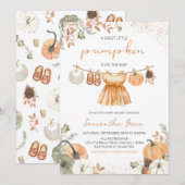 Invitation Vêtements d'automne Petit Baby shower Citrouille (Devant / Derrière)