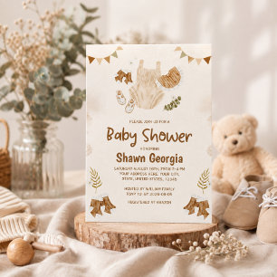 Invitation Vêtements de bébé à l'aquarelle bohème neutre Baby